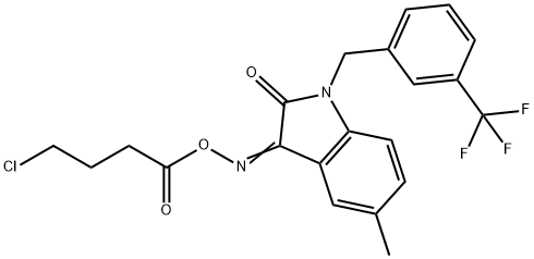 3-([(4-CHLOROBUTANOYL)OXY]IMINO)-5-METHYL-1-[3-(TRIFLUOROMETHYL)BENZYL]-1,3-DIHYDRO-2H-INDOL-2-ONE 结构式