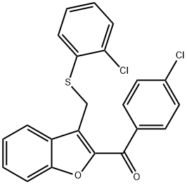 (4-CHLOROPHENYL)(3-([(2-CHLOROPHENYL)SULFANYL]METHYL)-1-BENZOFURAN-2-YL)METHANONE 结构式