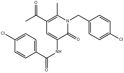 N-[5-Acetyl-1-(4-chlorobenzyl)-6-methyl-2-oxo-1,2-dihydro-3-pyridinyl]-4-chlorobenzenecarboxamide 结构式
