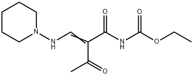 ETHYL N-[2-ACETYL-3-(PIPERIDINOAMINO)ACRYLOYL]CARBAMATE 结构式