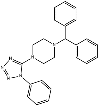 1-Benzhydryl-4-(1-phenyl-1H-1,2,3,4-tetraazol-5-yl)piperazine 结构式