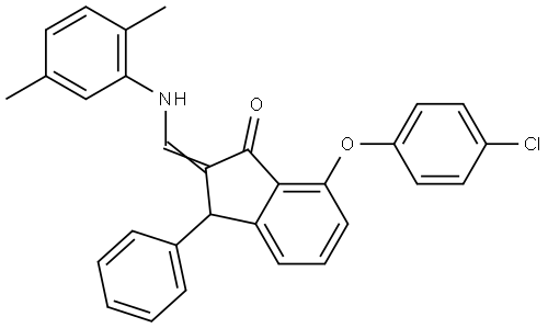 7-(4-Chlorophenoxy)-2-[(2,5-dimethylanilino)methylene]-3-phenyl-1-indanone 结构式