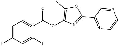 5-METHYL-2-(2-PYRAZINYL)-1,3-THIAZOL-4-YL 2,4-DIFLUOROBENZENECARBOXYLATE 结构式