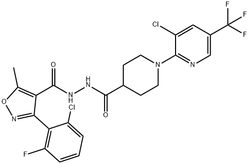 3-(2-CHLORO-6-FLUOROPHENYL)-N'-((1-[3-CHLORO-5-(TRIFLUOROMETHYL)-2-PYRIDINYL]-4-PIPERIDINYL)CARBONYL)-5-METHYL-4-ISOXAZOLECARBOHYDRAZIDE 结构式