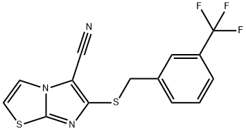 6-([3-(TRIFLUOROMETHYL)BENZYL]SULFANYL)IMIDAZO[2,1-B][1,3]THIAZOLE-5-CARBONITRILE 结构式