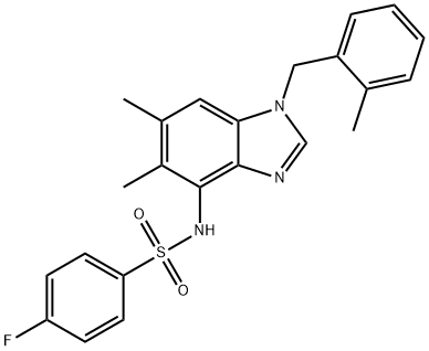 N-[5,6-DIMETHYL-1-(2-METHYLBENZYL)-1H-1,3-BENZIMIDAZOL-4-YL]-4-FLUOROBENZENESULFONAMIDE 结构式
