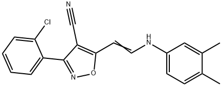 3-(2-CHLOROPHENYL)-5-[2-(3,4-DIMETHYLANILINO)VINYL]-4-ISOXAZOLECARBONITRILE 结构式