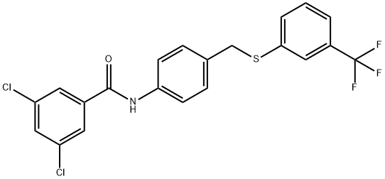 3,5-DICHLORO-N-[4-(([3-(TRIFLUOROMETHYL)PHENYL]SULFANYL)METHYL)PHENYL]BENZENECARBOXAMIDE 结构式