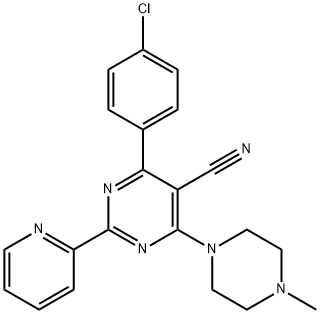 4-(4-氯苯基)-6-(4-甲基哌嗪-1-基)-2-(吡啶-2-基)嘧啶-5-甲腈 结构式