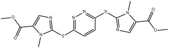 METHYL 2-[(6-([5-(METHOXYCARBONYL)-1-METHYL-1H-IMIDAZOL-2-YL]SULFANYL)-3-PYRIDAZINYL)SULFANYL]-1-METHYL-1H-IMIDAZOLE-5-CARBOXYLATE 结构式