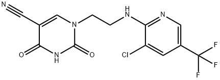 1-(2-([3-CHLORO-5-(TRIFLUOROMETHYL)-2-PYRIDINYL]AMINO)ETHYL)-2,4-DIOXO-1,2,3,4-TETRAHYDRO-5-PYRIMIDINECARBONITRILE 结构式