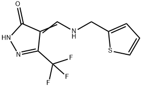 4-([(2-THIENYLMETHYL)AMINO]METHYLENE)-5-(TRIFLUOROMETHYL)-2,4-DIHYDRO-3H-PYRAZOL-3-ONE 结构式