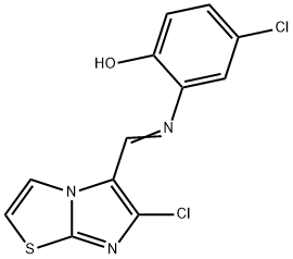 4-CHLORO-2-([(6-CHLOROIMIDAZO[2,1-B][1,3]THIAZOL-5-YL)METHYLENE]AMINO)BENZENOL 结构式