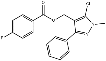 (5-CHLORO-1-METHYL-3-PHENYL-1H-PYRAZOL-4-YL)METHYL 4-FLUOROBENZENECARBOXYLATE 结构式