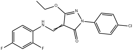2-(4-CHLOROPHENYL)-4-[(2,4-DIFLUOROANILINO)METHYLENE]-5-ETHOXY-2,4-DIHYDRO-3H-PYRAZOL-3-ONE 结构式