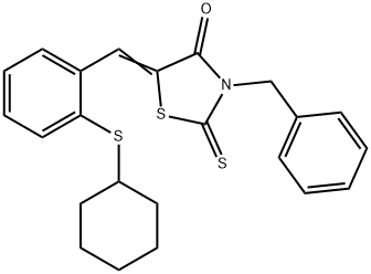 3-BENZYL-5-([2-(CYCLOHEXYLSULFANYL)PHENYL]METHYLENE)-2-THIOXO-1,3-THIAZOLAN-4-ONE 结构式