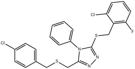 3-([(4-CHLOROBENZYL)SULFANYL]METHYL)-5-[(2-CHLORO-6-FLUOROBENZYL)SULFANYL]-4-PHENYL-4H-1,2,4-TRIAZOLE 结构式