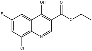 ETHYL 8-CHLORO-6-FLUORO-4-HYDROXY-3-QUINOLINECARBOXYLATE 结构式