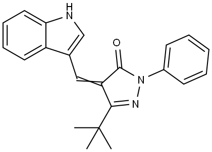 3-(tert-Butyl)-4-(indol-3-ylmethylene)-1-phenyl-2-pyrazolin-5-one 结构式
