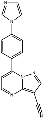 7-[4-(1H-IMIDAZOL-1-YL)PHENYL]PYRAZOLO[1,5-A]PYRIMIDINE-3-CARBONITRILE 结构式