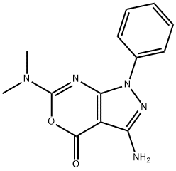 3-AMINO-6-(DIMETHYLAMINO)-1-PHENYLPYRAZOLO[3,4-D][1,3]OXAZIN-4(1H)-ONE 结构式