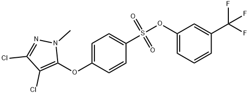 3-(TRIFLUOROMETHYL)PHENYL 4-[(3,4-DICHLORO-1-METHYL-1H-PYRAZOL-5-YL)OXY]BENZENESULFONATE 结构式