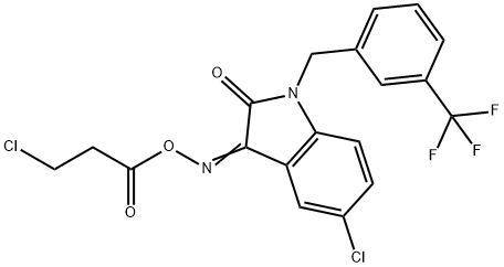 5-CHLORO-3-([(3-CHLOROPROPANOYL)OXY]IMINO)-1-[3-(TRIFLUOROMETHYL)BENZYL]-1,3-DIHYDRO-2H-INDOL-2-ONE 结构式