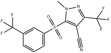 1-甲基-3-(三氟甲基)-5-((3-(三氟甲基)苯基)磺酰基)-1H-吡唑-4-甲腈 结构式