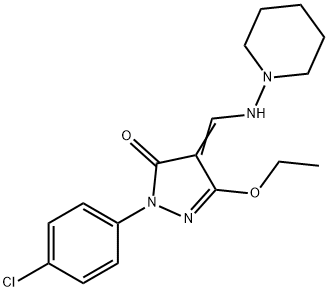 2-(4-CHLOROPHENYL)-5-ETHOXY-4-[(PIPERIDINOAMINO)METHYLENE]-2,4-DIHYDRO-3H-PYRAZOL-3-ONE 结构式