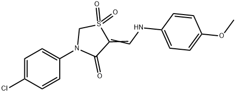3-(4-CHLOROPHENYL)-5-[(4-METHOXYANILINO)METHYLENE]-1LAMBDA6,3-THIAZOLANE-1,1,4-TRIONE 结构式