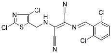2-[(2,6-Dichlorobenzylidene)amino]-3-([(2,4-dichloro-1,3-thiazol-5-yl)methyl]amino)but-2-enedinitrile 结构式