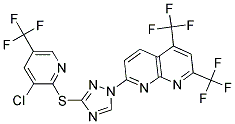 1-[5,7-Bis(trifluoromethyl)[1,8]naphthyridin-2-yl]-1H-1,2,4-triazol-3-yl 3-chloro-5-(trifluoromethyl)-2-pyridinyl sulfide 结构式