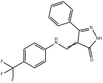 5-PHENYL-4-([4-(TRIFLUOROMETHYL)ANILINO]METHYLENE)-2,4-DIHYDRO-3H-PYRAZOL-3-ONE 结构式