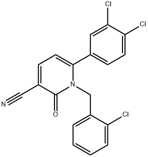 1-(2-CHLOROBENZYL)-6-(3,4-DICHLOROPHENYL)-2-OXO-1,2-DIHYDRO-3-PYRIDINECARBONITRILE 结构式
