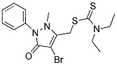 3-(((DIETHYLAMINO)THIOXOMETHYLTHIO)METHYL)-4-BROMO-2-METHYL-1-PHENYL-3-PYRAZOLIN-5-ONE 结构式