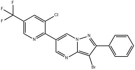 3-BROMO-6-[3-CHLORO-5-(TRIFLUOROMETHYL)-2-PYRIDINYL]-2-PHENYLPYRAZOLO[1,5-A]PYRIMIDINE 结构式