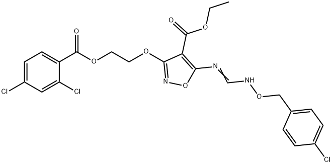 Ethyl 5-[(([(4-chlorobenzyl)oxy]imino)methyl)amino]-3-(2-[(2,4-dichlorobenzoyl)oxy]ethoxy)-4-isoxazolecarboxylate 结构式