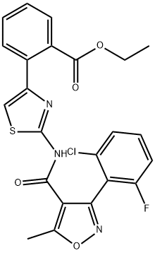 ETHYL 2-[2-(([3-(2-CHLORO-6-FLUOROPHENYL)-5-METHYL-4-ISOXAZOLYL]CARBONYL)AMINO)-1,3-THIAZOL-4-YL]BENZENECARBOXYLATE 结构式
