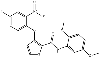 N-(2,5-DIMETHOXYPHENYL)-3-(4-FLUORO-2-NITROPHENOXY)-2-THIOPHENECARBOXAMIDE 结构式