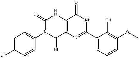 3-(4-CHLOROPHENYL)-6-(2-HYDROXY-3-METHOXYPHENYL)-4-IMINO-1,3,7-TRIHYDRO-5,7-DIAZAQUINAZOLINE-2,8-DIONE 结构式