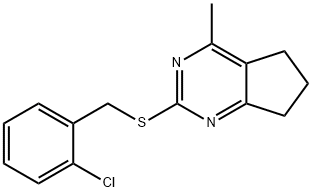 2-CHLOROBENZYL 4-METHYL-6,7-DIHYDRO-5H-CYCLOPENTA[D]PYRIMIDIN-2-YL SULFIDE 结构式