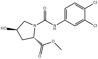 1-((3,4-二氯苯基)氨基甲酰基)-4-羟基吡咯烷-2-羧酸甲酯 结构式