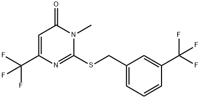 3-METHYL-6-(TRIFLUOROMETHYL)-2-([3-(TRIFLUOROMETHYL)BENZYL]SULFANYL)-4(3H)-PYRIMIDINONE 结构式