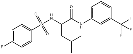 2-([(4-FLUOROPHENYL)SULFONYL]AMINO)-4-METHYL-N-[3-(TRIFLUOROMETHYL)PHENYL]PENTANAMIDE 结构式