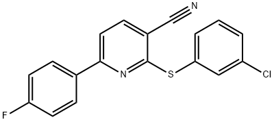 2-[(3-CHLOROPHENYL)SULFANYL]-6-(4-FLUOROPHENYL)NICOTINONITRILE 结构式