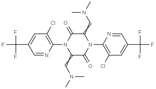 1,4-Bis[3-chloro-5-(trifluoromethyl)-2-pyridinyl]-3,6-bis[(dimethylamino)methylene]tetrahydro-2,5-pyrazinedione 结构式