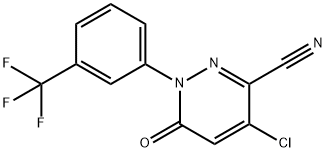 4-CHLORO-6-OXO-1-[3-(TRIFLUOROMETHYL)PHENYL]-1,6-DIHYDRO-3-PYRIDAZINECARBONITRILE 结构式