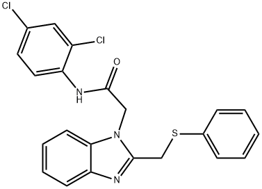 N-(2,4-DICHLOROPHENYL)-2-(2-[(PHENYLSULFANYL)METHYL]-1H-1,3-BENZIMIDAZOL-1-YL)ACETAMIDE 结构式