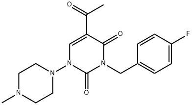 5-ACETYL-3-(4-FLUOROBENZYL)-1-(4-METHYLPIPERAZINO)-2,4(1H,3H)-PYRIMIDINEDIONE 结构式