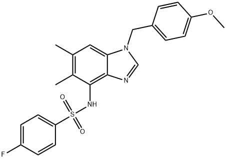 4-FLUORO-N-[1-(4-METHOXYBENZYL)-5,6-DIMETHYL-1H-1,3-BENZIMIDAZOL-4-YL]BENZENESULFONAMIDE 结构式